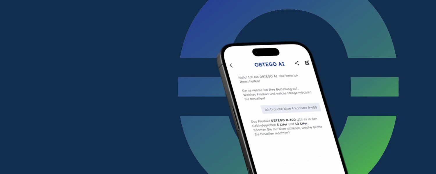 OBTEGO AI assistant supporting a product order